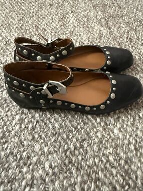 Free People Mystic Black Studded Mary Jane Studded Flats.